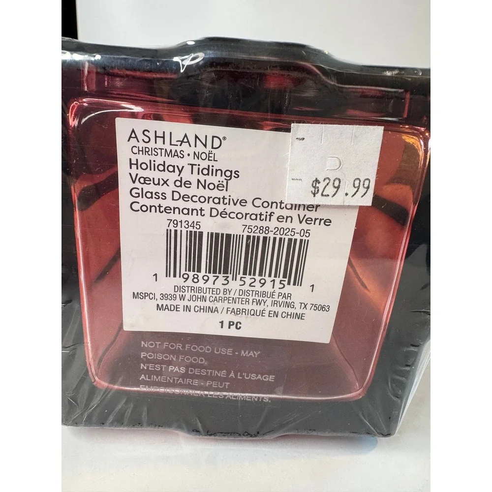 Ashland Ruby Red Glass Gift Box Trinket Box Gold Bow Christmas Holiday Decor New - Picture 7 of 9